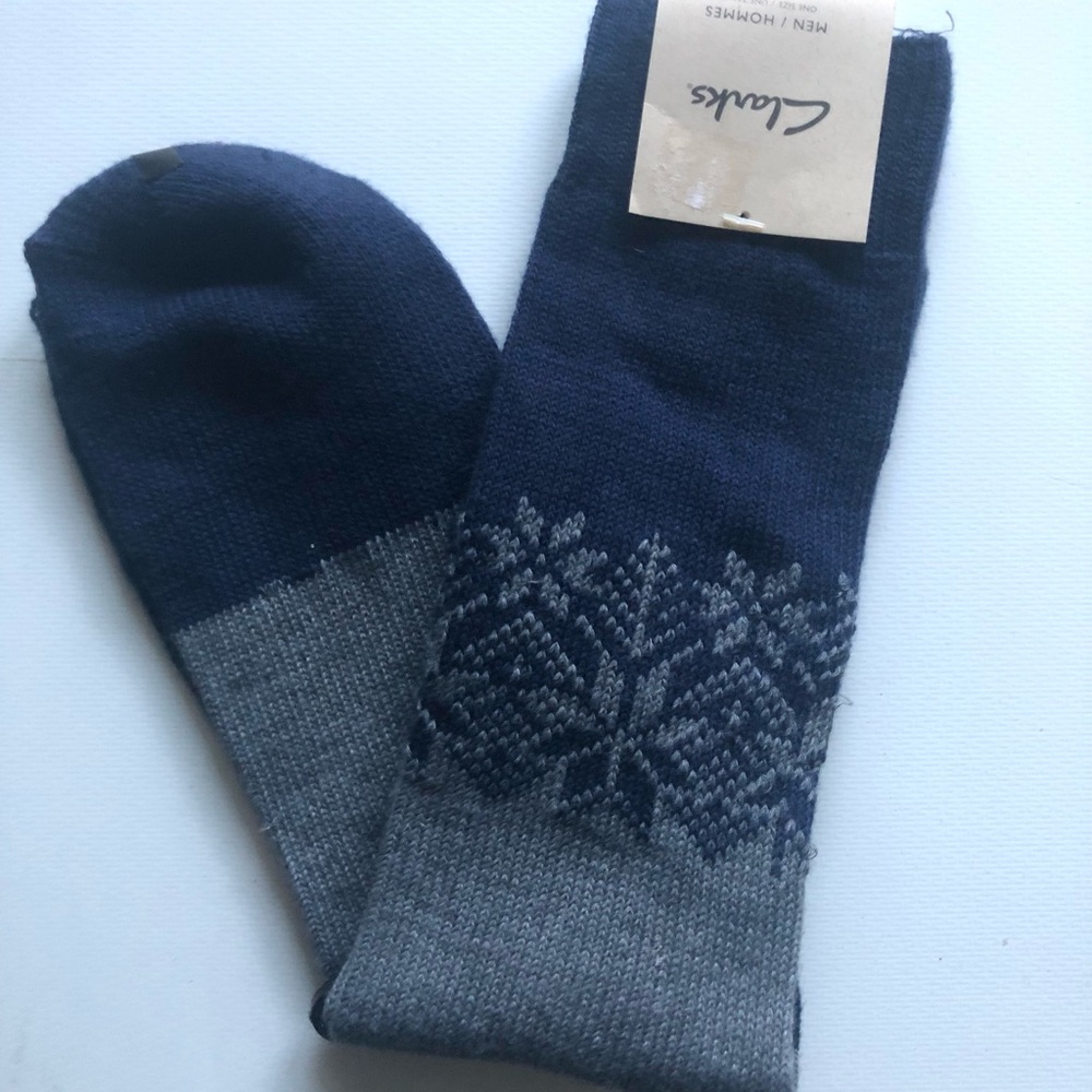 Clarks Men's Socks snowflake in Dark Blue and Gray